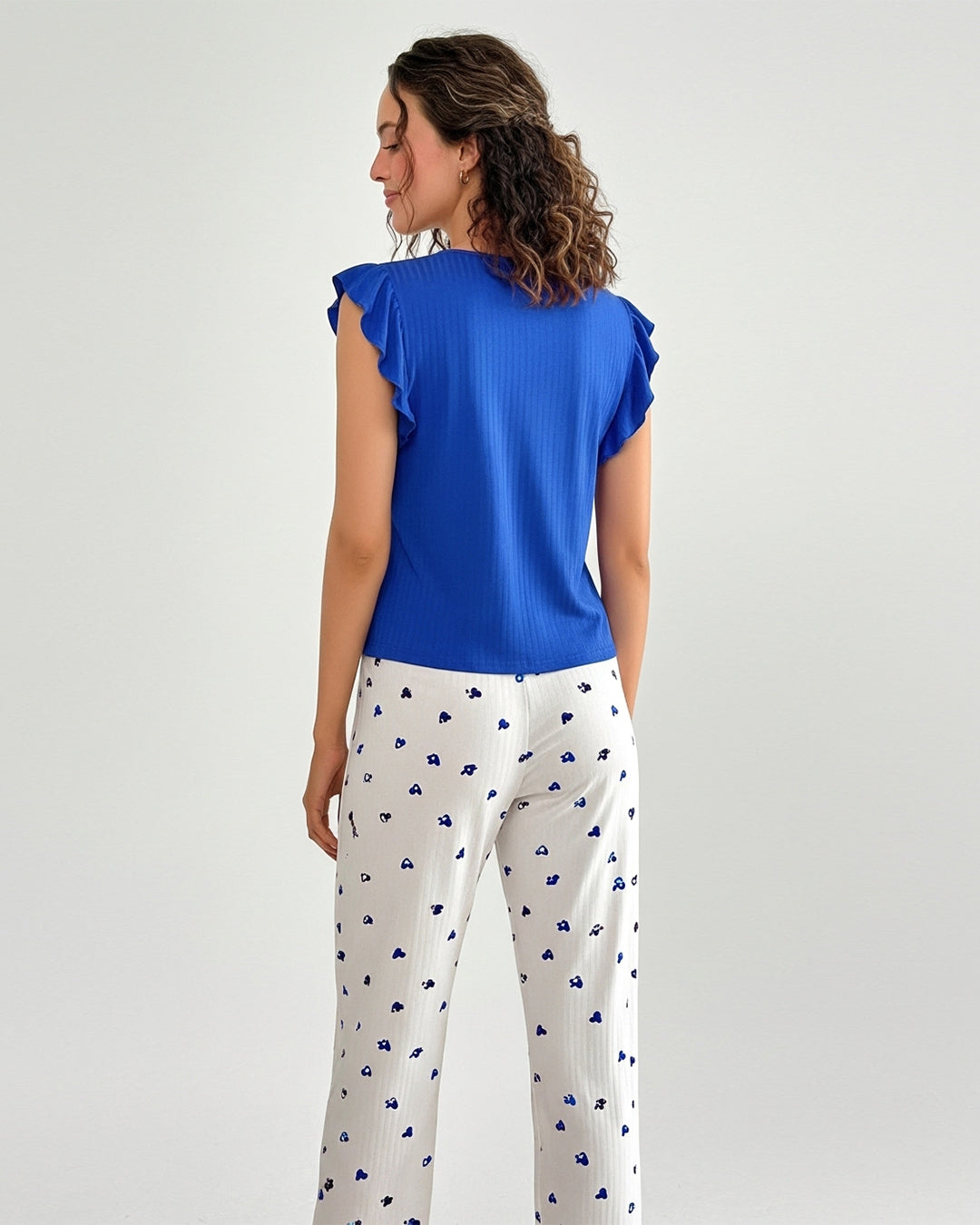 Cotton PJ Set - Heart Ease - Blue