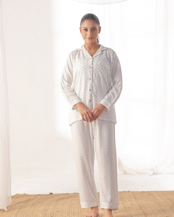 Linen Pajama Suit - SoftDot Sheer