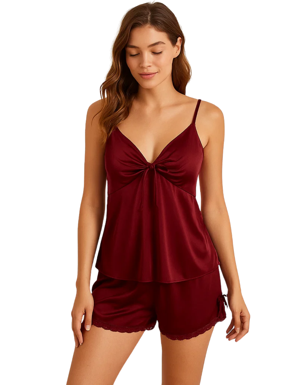 2 Piece Inner Top and Short Silk Cami Set