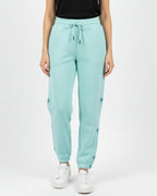 Fleece Trouser – Bow Print - Aqua Blue