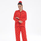 Black Hearts Linen Pajama Suit with Scrunchie