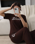 Cotton PJ Set - Mocha Rest