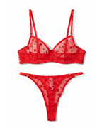 Bra Set - Blush Hearts - Red