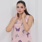 Silk Sleeveless Pj Suit - Dreamy Butterfly