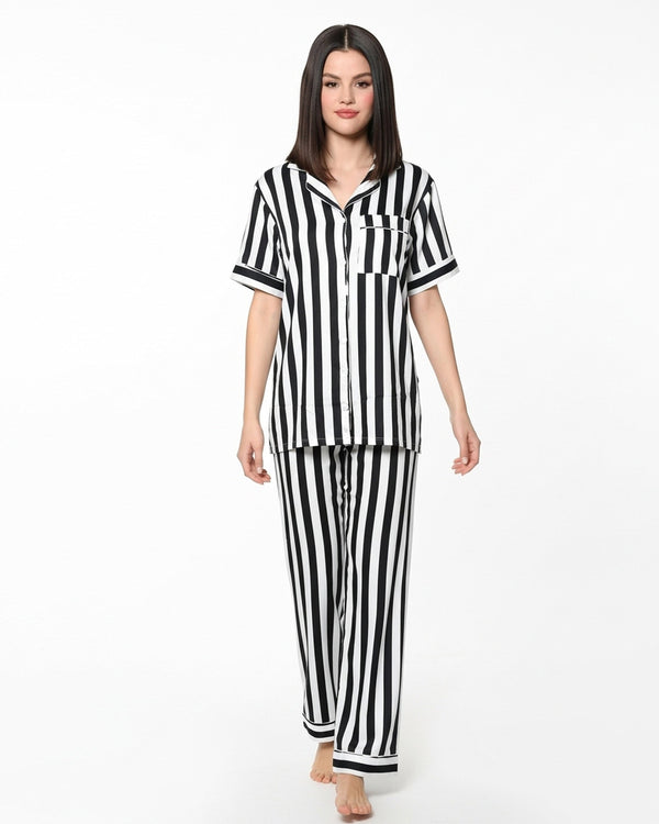 Linen Pajama Suit - Bold Stripes
