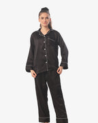 Silk Pajama Suit with Scrunchie - Pearl