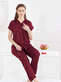 Ruby Bordeaux Classic Tailored Button-Down Silk PJ Set