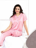 Blush Peony "Luxe Detail" Button-Down Silk PJ Set