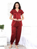 Ruby Bordeaux "Urban Romance" Jogger-Cuff Silk PJ Set