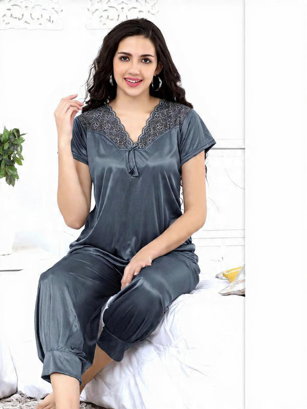 Steel Slate "Urban Romance" Jogger-Cuff Silk PJ Set