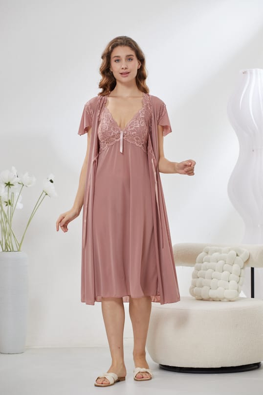 6-Piece Satin Nightwear Set - Marvella Pink