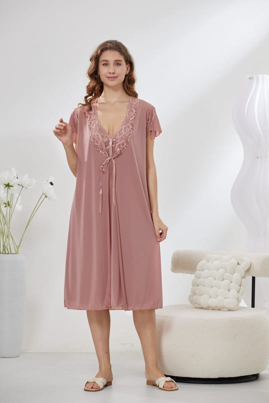6-Piece Satin Nightwear Set - Marvella Pink