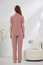 4-Piece Satin Nightwear Set - Rosvian Pink