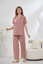 4-Piece Satin Nightwear Set - Rosvian Pink