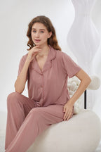 4-Piece Satin Nightwear Set - Rosvian Pink